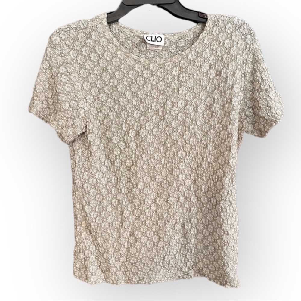 Vintage Clio Knit Y2K 2000s Stretchy Floral Top Blouse